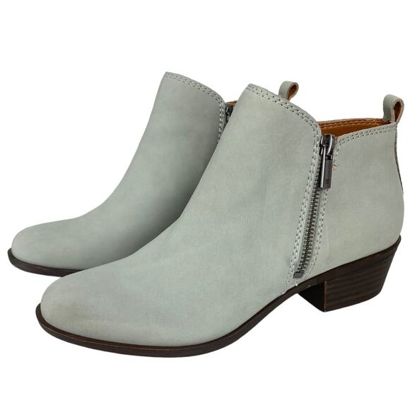 NWOB Lucky Brand Women's Basel Leather Booties in Wrought Iron Gray, Size 6.5 - Picture 1 of 13